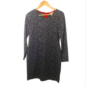 Banana Rebublic long sleeve cheetah print dress with red zipper. Size 12 petite